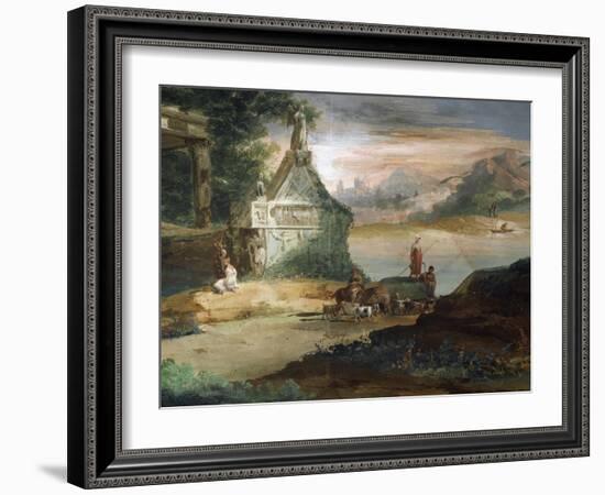 Shepherds in Imaginary Landscape-Giuseppe Bernardino Bison-Framed Giclee Print