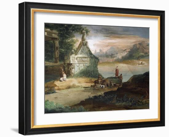 Shepherds in Imaginary Landscape-Giuseppe Bernardino Bison-Framed Giclee Print