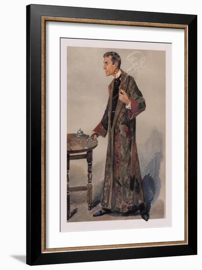 Sherlock Holmes and Revolver-George Sheringham-Framed Art Print