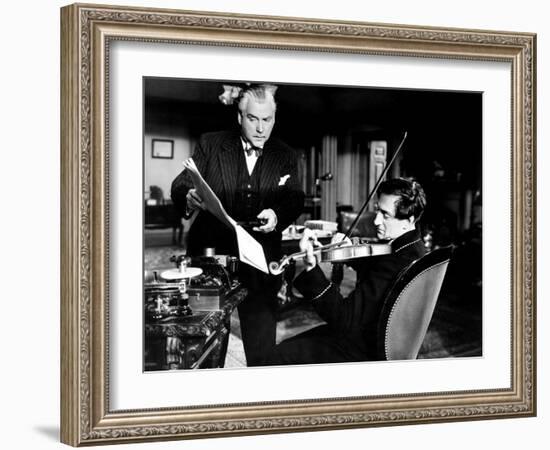 Sherlock Holmes and the Voice of Terror, from Left, Nigel Bruce, Basil Rathbone, 1942-null-Framed Photo