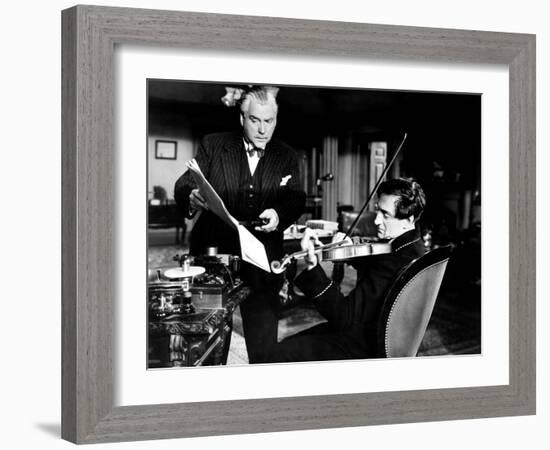 Sherlock Holmes and the Voice of Terror, from Left, Nigel Bruce, Basil Rathbone, 1942-null-Framed Photo