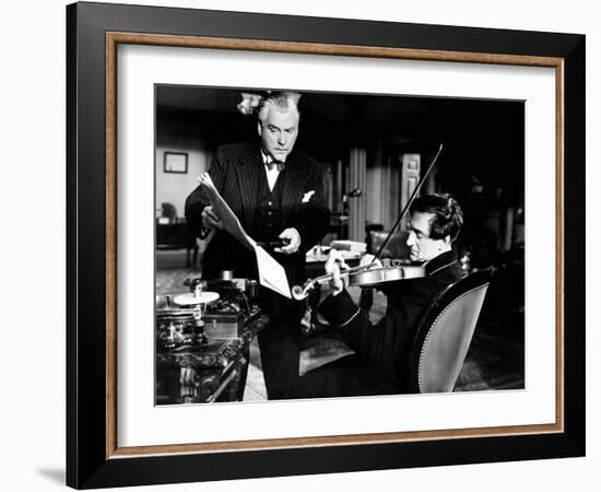 Sherlock Holmes and the Voice of Terror, from Left, Nigel Bruce, Basil Rathbone, 1942-null-Framed Photo