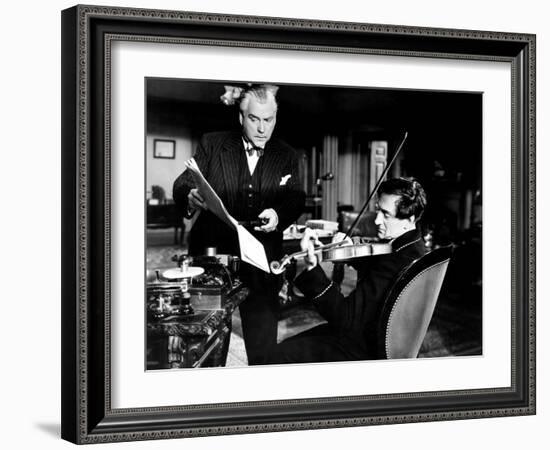 Sherlock Holmes and the Voice of Terror, from Left, Nigel Bruce, Basil Rathbone, 1942-null-Framed Photo