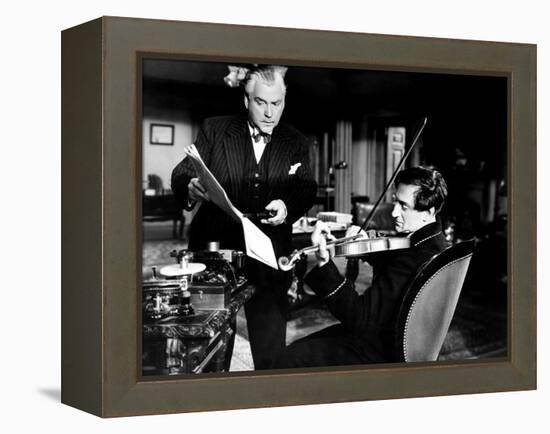 Sherlock Holmes and the Voice of Terror, from Left, Nigel Bruce, Basil Rathbone, 1942-null-Framed Stretched Canvas