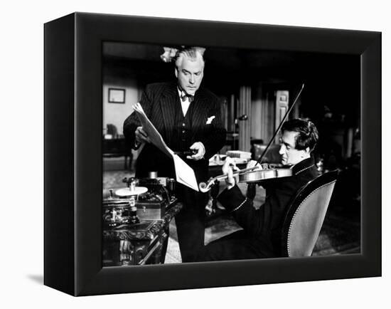 Sherlock Holmes and the Voice of Terror, from Left, Nigel Bruce, Basil Rathbone, 1942-null-Framed Stretched Canvas