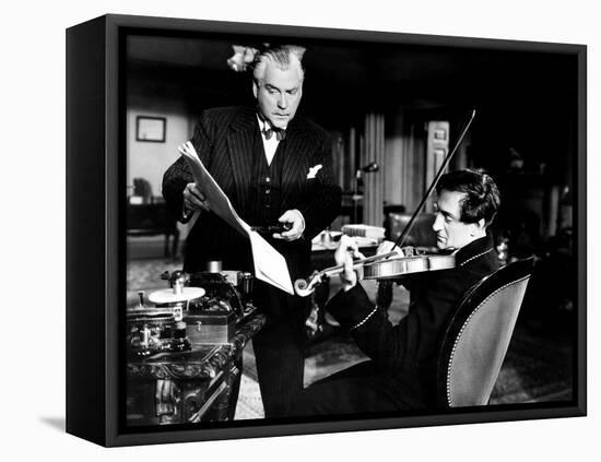 Sherlock Holmes and the Voice of Terror, from Left, Nigel Bruce, Basil Rathbone, 1942-null-Framed Stretched Canvas
