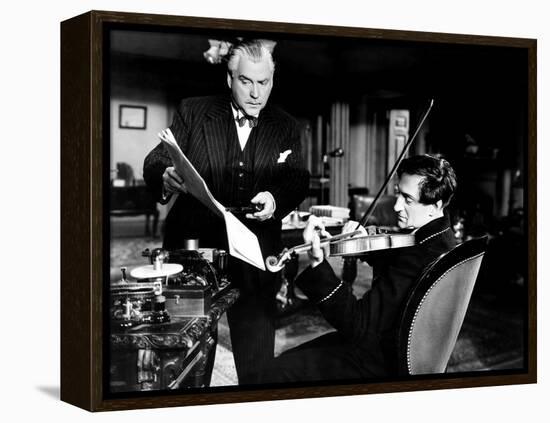 Sherlock Holmes and the Voice of Terror, from Left, Nigel Bruce, Basil Rathbone, 1942-null-Framed Stretched Canvas