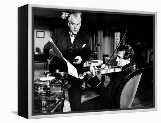 Sherlock Holmes and the Voice of Terror, from Left, Nigel Bruce, Basil Rathbone, 1942-null-Framed Stretched Canvas