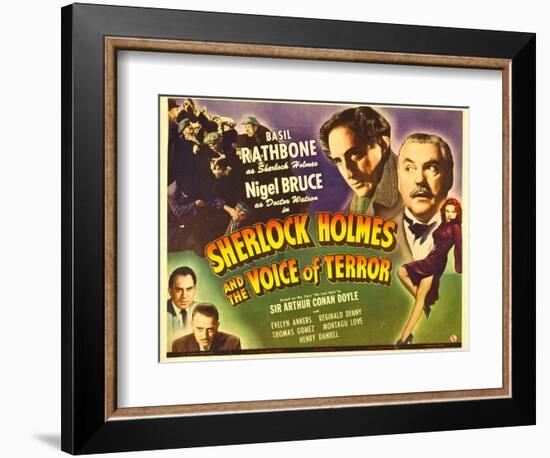 Sherlock Holmes and the Voice of Terror, Thomas Gomez, Reginald Denny, 1942-null-Framed Premium Giclee Print