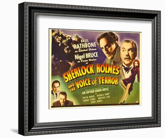 Sherlock Holmes and the Voice of Terror, Thomas Gomez, Reginald Denny, 1942-null-Framed Premium Giclee Print