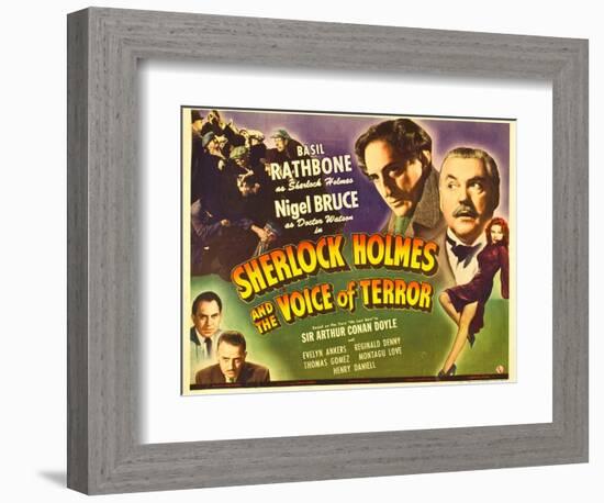 Sherlock Holmes and the Voice of Terror, Thomas Gomez, Reginald Denny, 1942-null-Framed Art Print