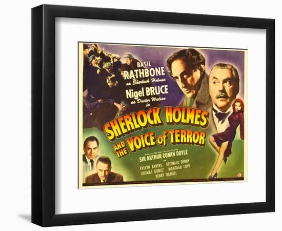 Sherlock Holmes and the Voice of Terror, Thomas Gomez, Reginald Denny, 1942-null-Framed Art Print