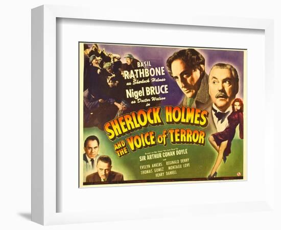 Sherlock Holmes and the Voice of Terror, Thomas Gomez, Reginald Denny, 1942-null-Framed Art Print