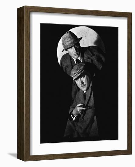 SHERLOCK HOLMES Basil Rathbone and Nigel Bruce (b/w photo)-null-Framed Photo