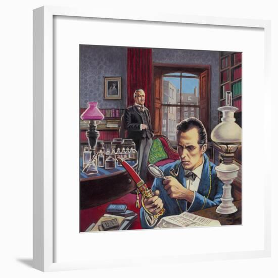 Sherlock Holmes in His Study-Roger Payne-Framed Giclee Print