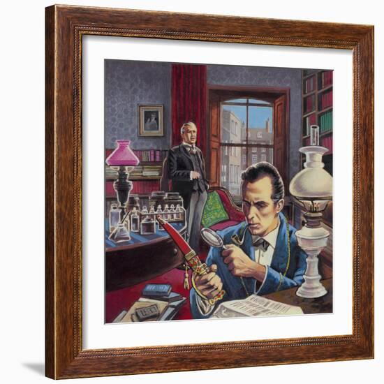 Sherlock Holmes in His Study-Roger Payne-Framed Giclee Print