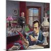 Sherlock Holmes in His Study-Roger Payne-Mounted Giclee Print