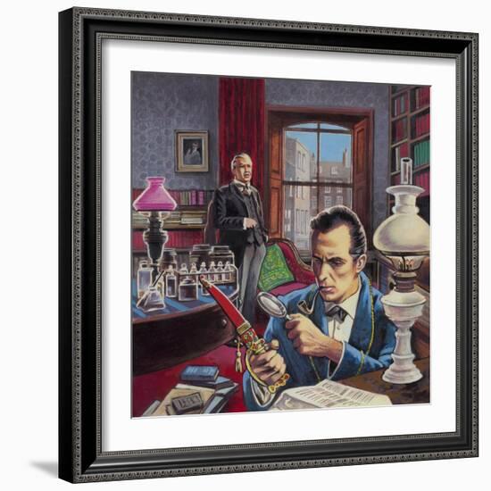 Sherlock Holmes in His Study-Roger Payne-Framed Giclee Print