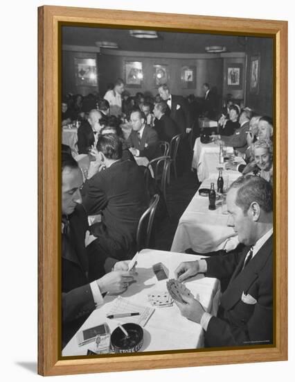 Sherman Billingsley, Owner of the Club, Playing Gin Rummy with Unidentified Man at the Stork Club-Eliot Elisofon-Framed Premier Image Canvas