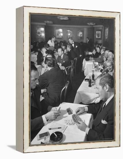 Sherman Billingsley, Owner of the Club, Playing Gin Rummy with Unidentified Man at the Stork Club-Eliot Elisofon-Framed Premier Image Canvas