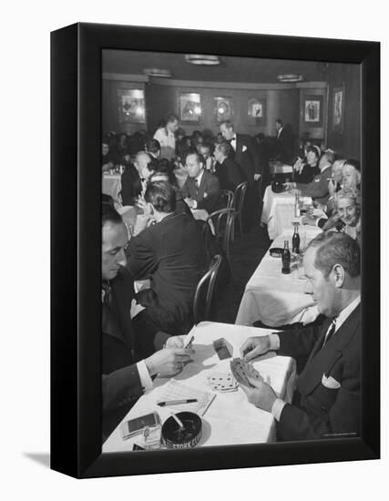 Sherman Billingsley, Owner of the Club, Playing Gin Rummy with Unidentified Man at the Stork Club-Eliot Elisofon-Framed Premier Image Canvas