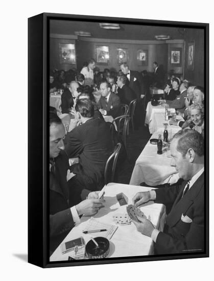 Sherman Billingsley, Owner of the Club, Playing Gin Rummy with Unidentified Man at the Stork Club-Eliot Elisofon-Framed Premier Image Canvas