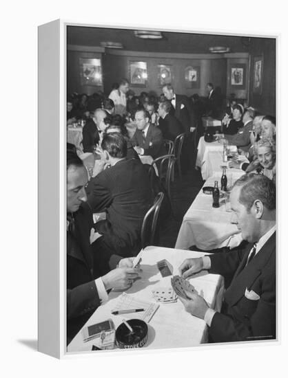 Sherman Billingsley, Owner of the Club, Playing Gin Rummy with Unidentified Man at the Stork Club-Eliot Elisofon-Framed Premier Image Canvas