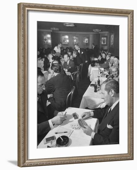 Sherman Billingsley, Owner of the Club, Playing Gin Rummy with Unidentified Man at the Stork Club-Eliot Elisofon-Framed Premium Photographic Print