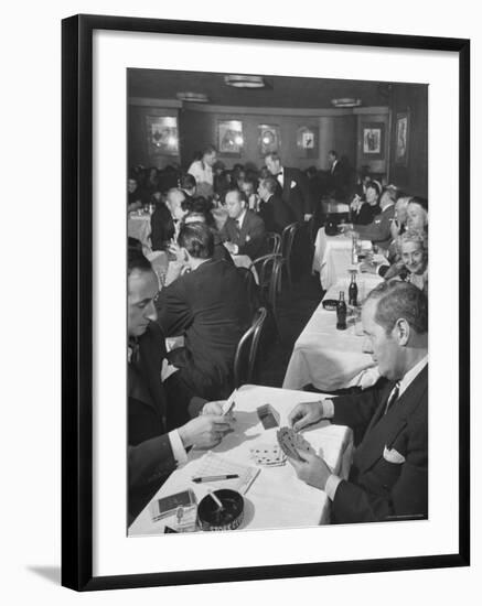 Sherman Billingsley, Owner of the Club, Playing Gin Rummy with Unidentified Man at the Stork Club-Eliot Elisofon-Framed Premium Photographic Print