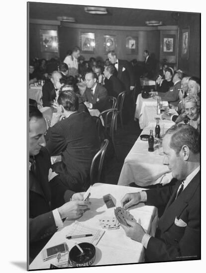 Sherman Billingsley, Owner of the Club, Playing Gin Rummy with Unidentified Man at the Stork Club-Eliot Elisofon-Mounted Premium Photographic Print