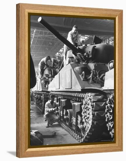 Sherman M4 Tank on Assembly at a Chrysler Plant-Andreas Feininger-Framed Premier Image Canvas