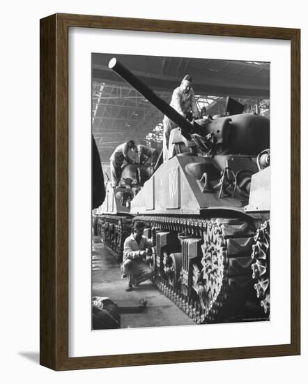 Sherman M4 Tank on Assembly at a Chrysler Plant-Andreas Feininger-Framed Photographic Print