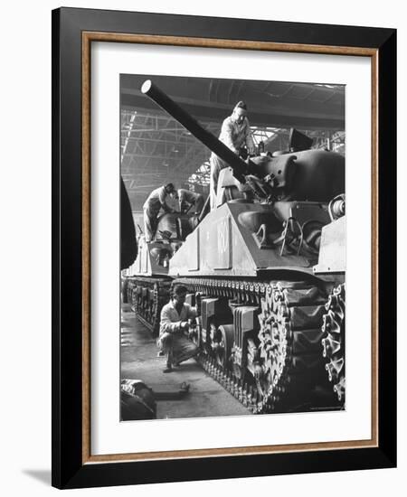 Sherman M4 Tank on Assembly at a Chrysler Plant-Andreas Feininger-Framed Photographic Print