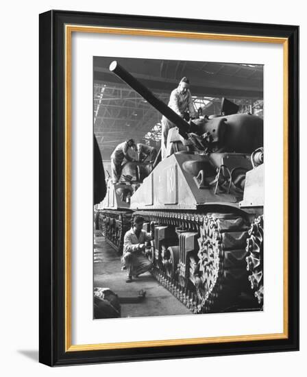 Sherman M4 Tank on Assembly at a Chrysler Plant-Andreas Feininger-Framed Photographic Print