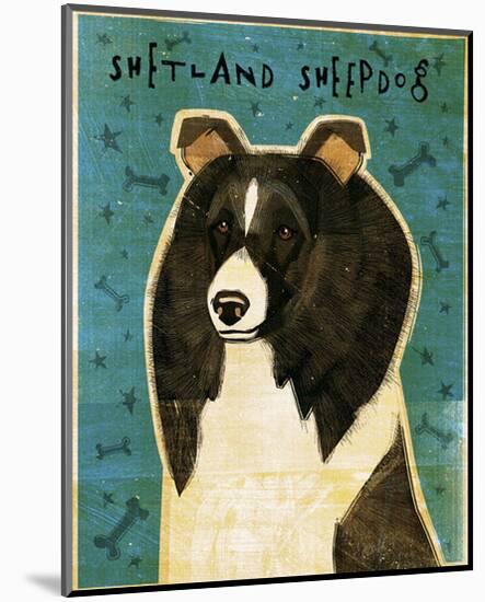 Shetland Sheepdog (Black & White)-John Golden-Mounted Giclee Print
