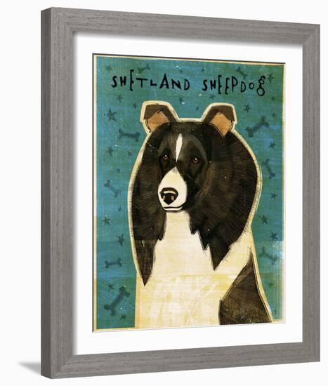 Shetland Sheepdog (Black & White)-John Golden-Framed Giclee Print