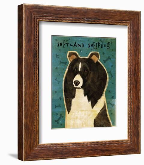 Shetland Sheepdog (Black & White)-John W^ Golden-Framed Art Print