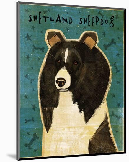 Shetland Sheepdog (Black & White)-John W^ Golden-Mounted Art Print