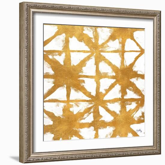 Shibori Gold Square IV-Elizabeth Medley-Framed Art Print