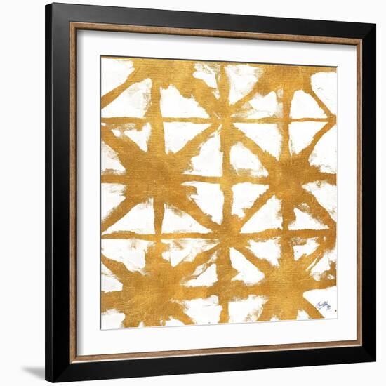 Shibori Gold Square IV-Elizabeth Medley-Framed Art Print