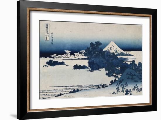 Shichirigahama in Suruga Province'- from the Series 'The Thirty Six Views of Mount Fuji'-Katsushika Hokusai-Framed Giclee Print