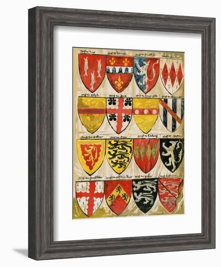 Shields of English Knights and Barons, Painted During the Reign of Edward Iii-null-Framed Giclee Print