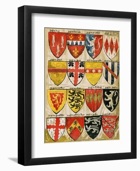 Shields of English Knights and Barons, Painted During the Reign of Edward Iii-null-Framed Giclee Print