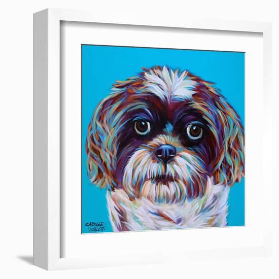 Shih Tzu on Blue-Carolee Vitaletti-Framed Art Print