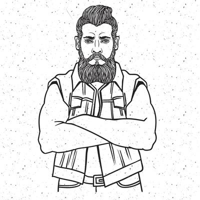 Young Man Bearded Biker. Hand Drawing Vector Illustration Engraving Style  Best for Tattoo Salon Pos' Art Print - SHIK_SHIK 