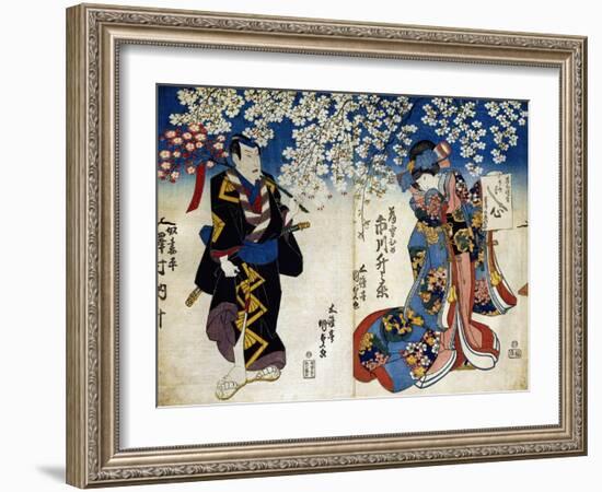 Shiki No Nagame Maru-Ni-I No Toshi, Toshi Actor, Scene from the Four Seasons, 1839-Utagawa Kunisada-Framed Giclee Print