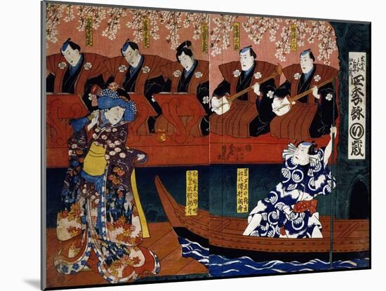 Shiki No Nagame Maru-Ni-I No Toshi, Toshi Actor, Scene from the Four Seasons, 1839-Utagawa Kunisada-Mounted Giclee Print