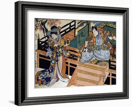 Shiki No Nagame Maru-Ni-I No Toshi, Toshi Actor, Scene from the Four Seasons, 1839-Utagawa Kunisada-Framed Giclee Print