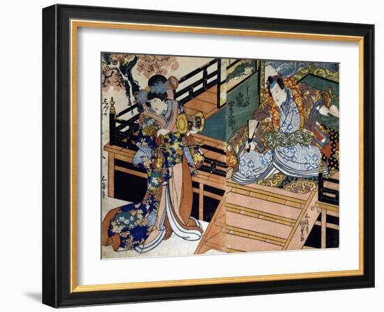 Shiki No Nagame Maru-Ni-I No Toshi, Toshi Actor, Scene from the Four Seasons, 1839-Utagawa Kunisada-Framed Giclee Print