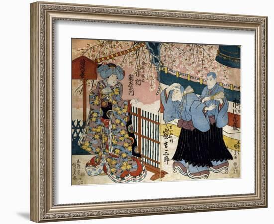 Shiki No Nagame Maru-Ni-I No Toshi, Toshi Actor, Scene from the Four Seasons, 1839-Utagawa Kunisada-Framed Giclee Print